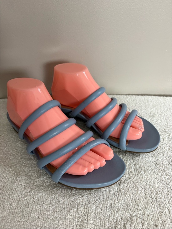 Abeo Shoes - Women's ABEO Blue Leather SAMMIE BIO System 4 Strap SLIDES Summer SANDALS 9.5